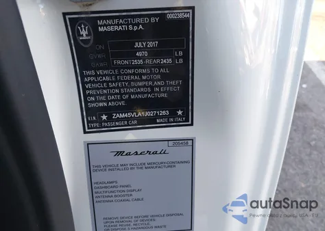 2018 Maserati Granturismo Sport from USA, damaged, VIN ZAM45VLA1J0271263